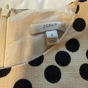 J. Crew Cream Textured Dress with Black Polka Dots